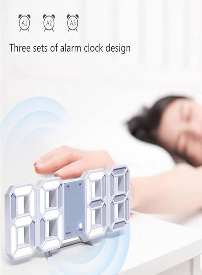 KACHKIT Acrylic Digital LED Display Number Clock Table Wall Clock, Table Wall Hanging Alarm Clock for Students, Office, Bedroom, Living Room, Corporate Use, (White ; PCS-1), (Large). - Image 5